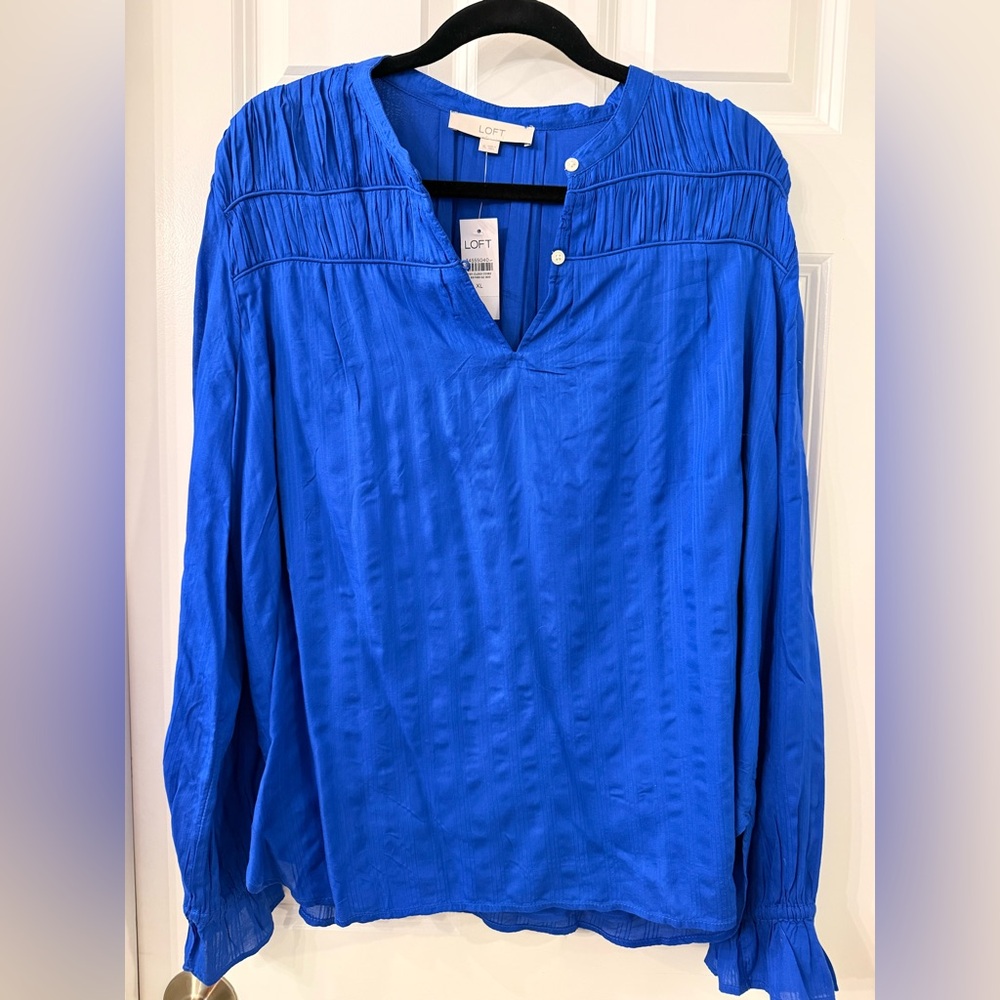 LOFT Bright Cobalt Blue Long Sleeve V-Neck Tunic